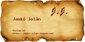 Jaskó Jolán névjegykártya